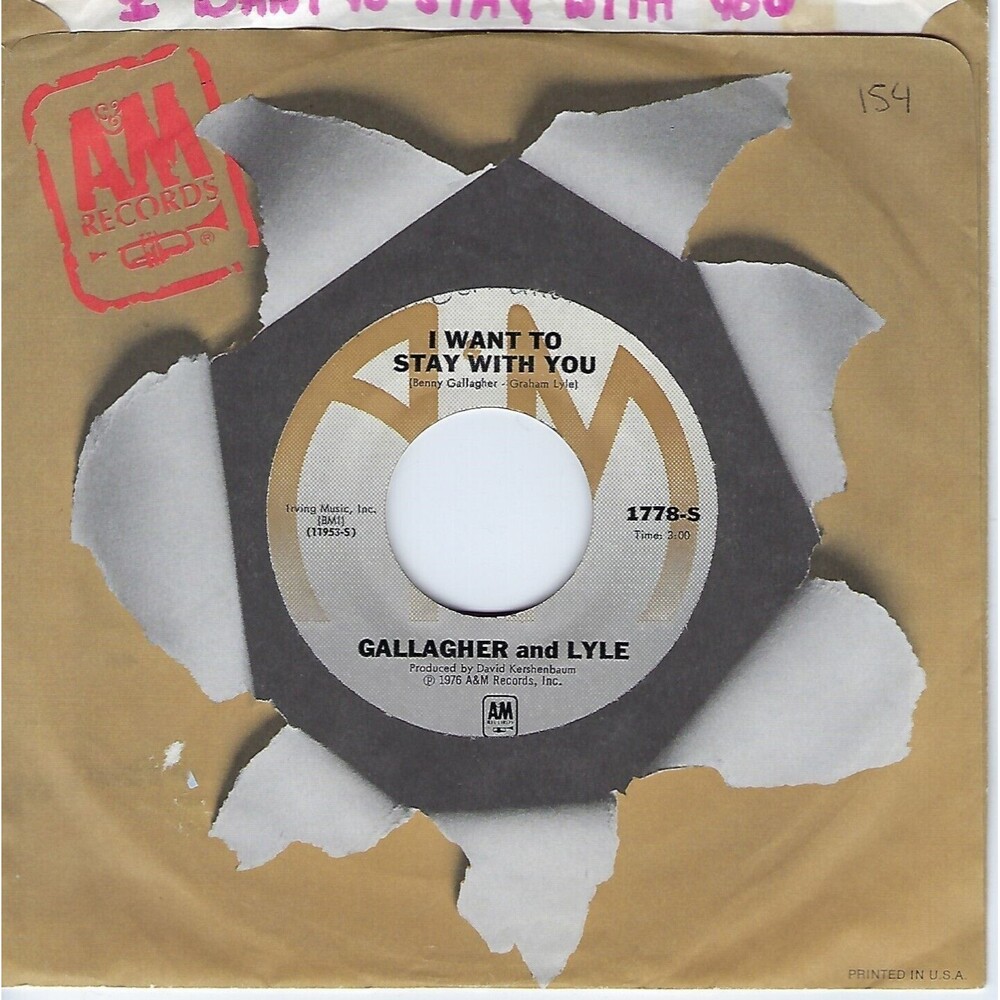 Gallagher & Lyle ‎45 I Wanna Stay With You / Fifteen Summers on A&M EX Rock